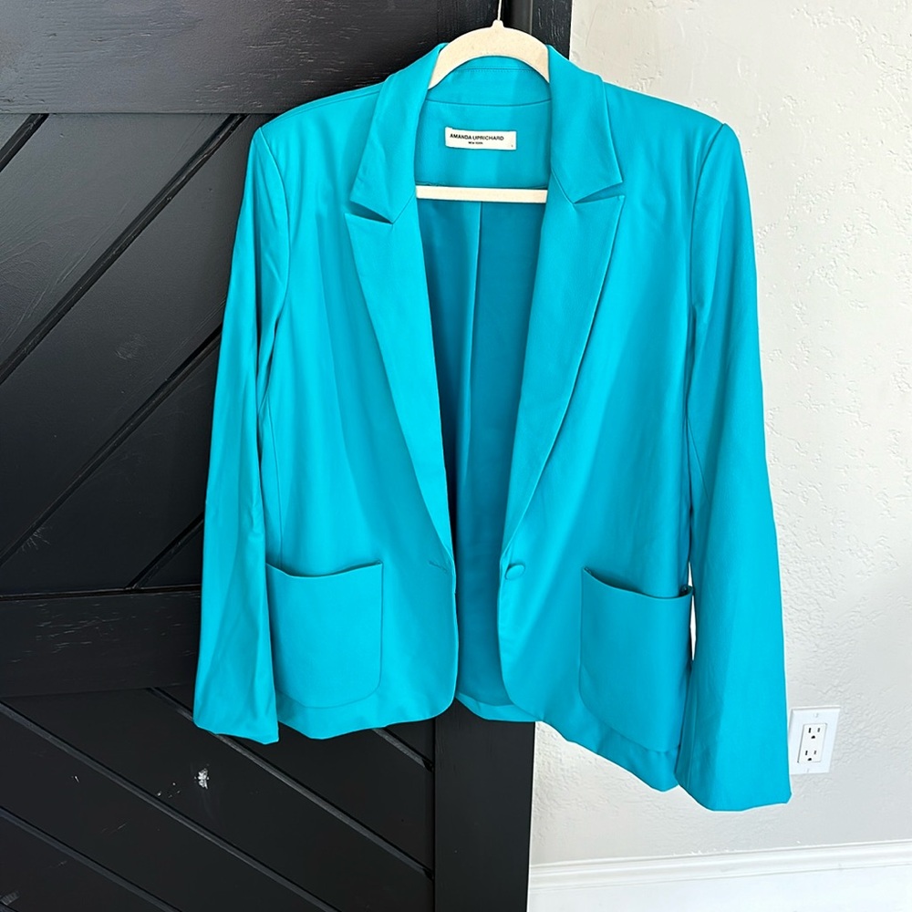 Amanda Uprichard Teal Blazer & Shorts Set